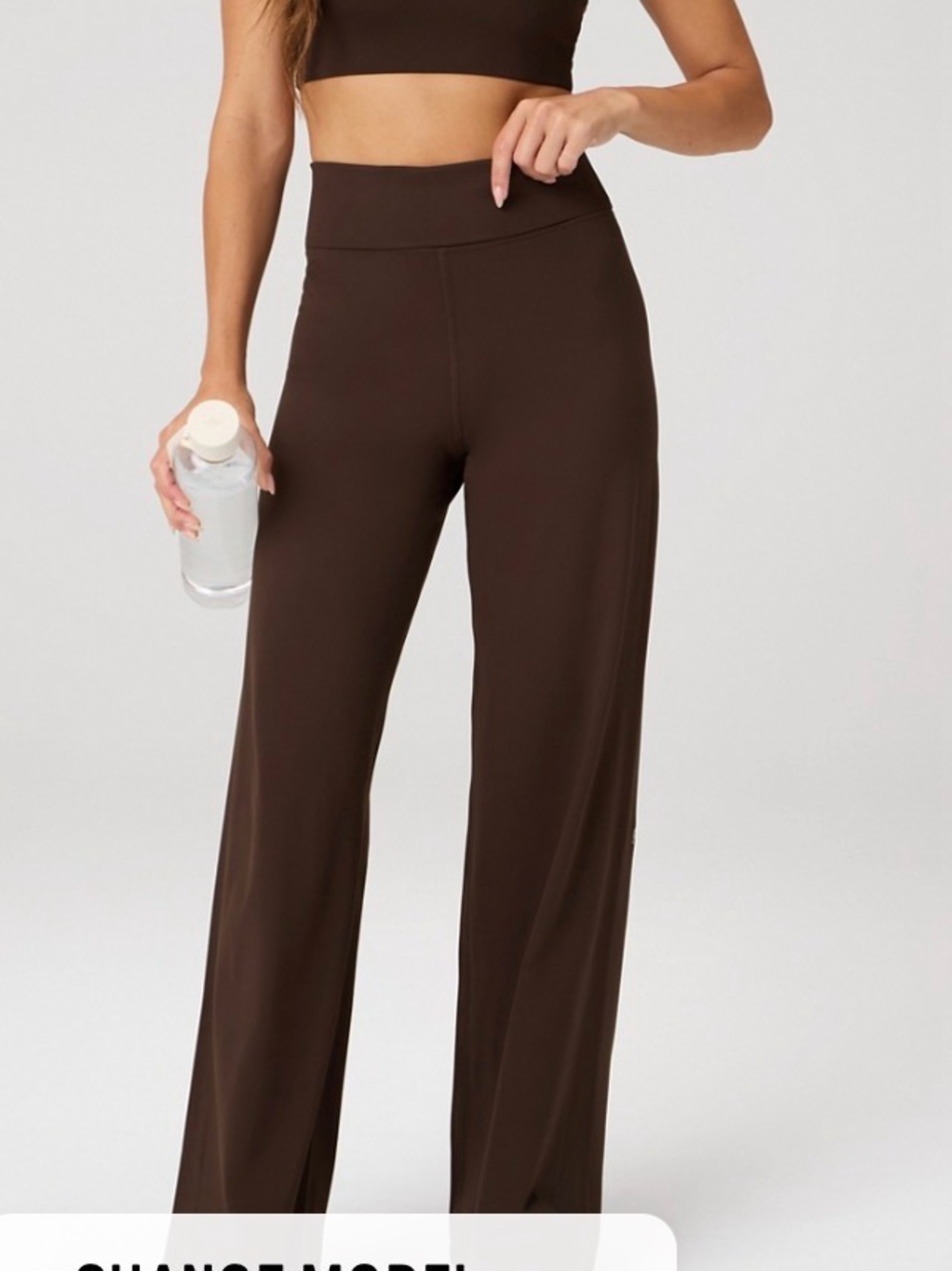 NWT, Fabletics, Pureluxe Fold over Straight Leg Pant Cacao Brown S short 28.5”